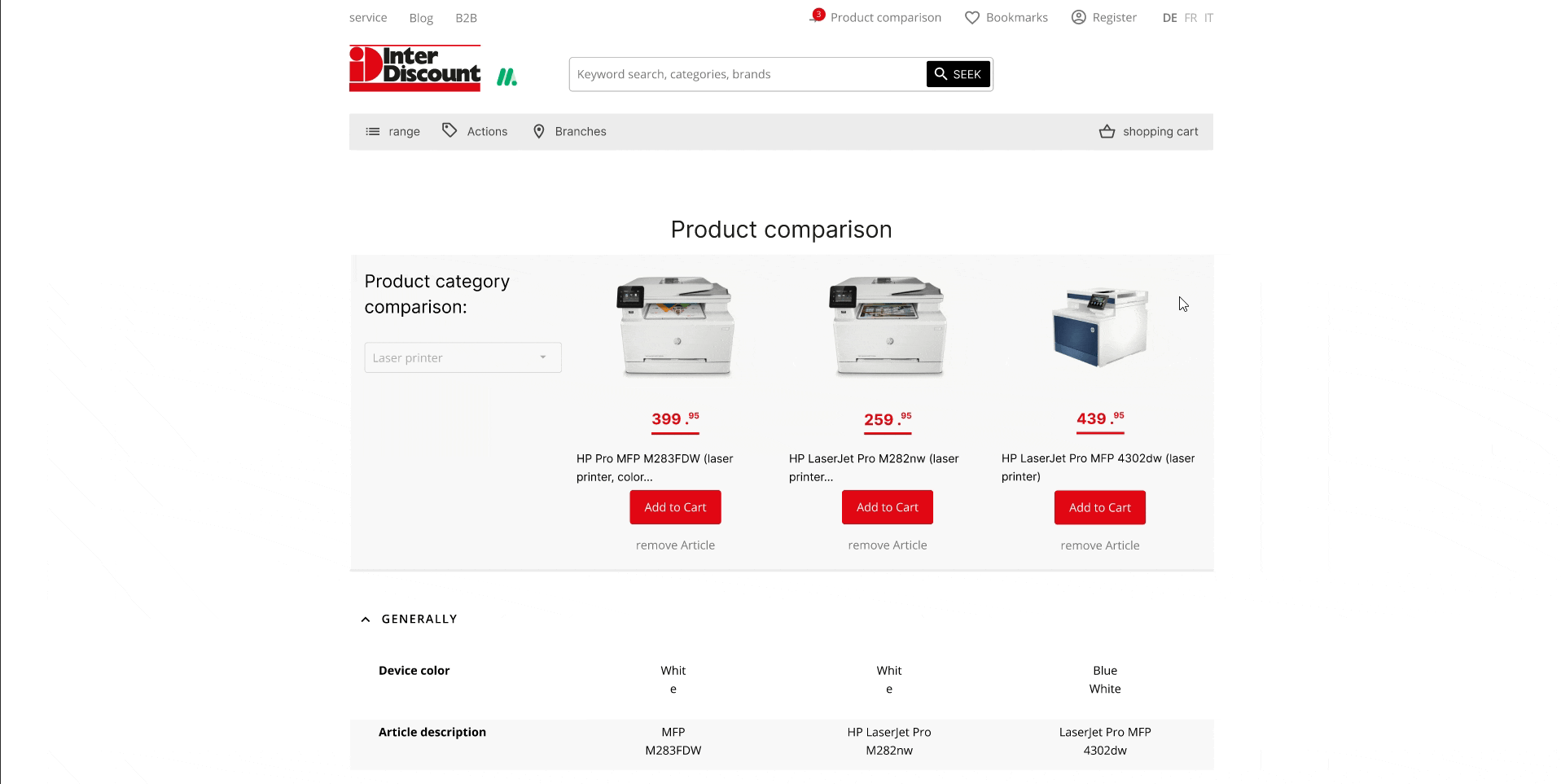Product Comparison Page solution
